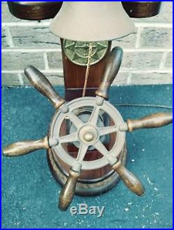 Vintage Boat Ship Lamp Light Nautical Marine Brass Ship Wheel Bell Unique Works