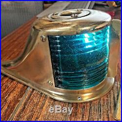 Vintage Brass Bow Light, Red/green Glass Lens New Socket/led Bulb 9 1/2 Long