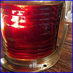Vintage Brass Bow Light, Red/green Glass Lens New Socket/led Bulb 9 1/2 Long