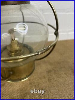 Vintage Brass British Ships Hanging Onion Oil Lamp Light Maritime Nautical