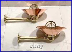 Vintage Brass Bulkhead Light Nautical Wall Sconces Light With Shade 2 pcs