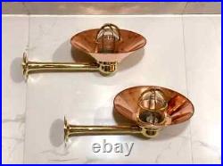 Vintage Brass Bulkhead Light Nautical Wall Sconces Light With Shade 2 pcs