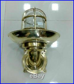 Vintage Brass Bulkhead Light with Brass Shade Junction Box Restored and Rewired