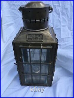 Vintage Brass Caged Nautical Lantern Chief Light Great Britain Oil Lamp