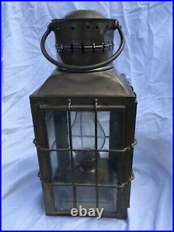 Vintage Brass Caged Nautical Lantern Chief Light Great Britain Oil Lamp