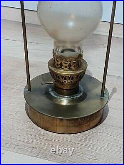 Vintage Brass & Copper Anchor Oil Lamp Maritime Ship Lantern Boat Light 13.5