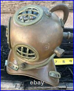 Vintage Brass Deep Sea Diving Mini Helmet Light