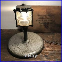 Vintage Brass Glass Ship Boat Anchor Light Nautical Beach House Decor Re-Wired