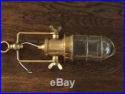 Vintage Brass Hanging Bulkhead Light With A Brass Handle Restored & Rewired
