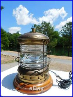 Vintage Brass Mast Anchor Lamp Maritime Ship Lantern Boat Light Electrified