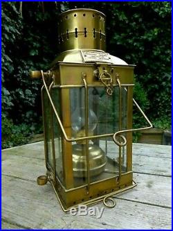 Vintage Brass Oil Lamp 1939 no. 3954 Cargo Light Nautical Marine Loft Home Pub