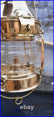 Vintage Brass Oil Lamp Maritime Ship Lantern-Anchor Boat Light Lamp Nautical
