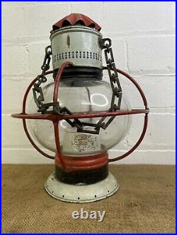 Vintage Brass Robb Moore Glasgow Ships Hanging Onion Oil Lamp Maritime Light