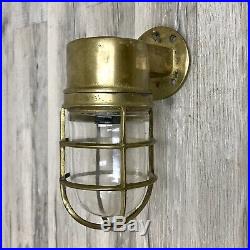 Vintage Brass Ship Bulkhead Light Extra Drill Holes