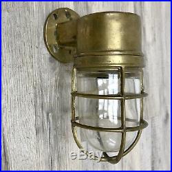 Vintage Brass Ship Bulkhead Light Extra Drill Holes