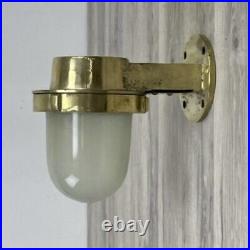 Vintage Brass Ship Wall Light With Frosted Globe