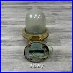 Vintage Brass Ship Wall Light With Frosted Globe