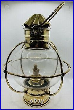Vintage Brass Ships Hanging Onion ANCHOR Oil Lamp Light Maritime Nautical