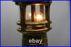 Vintage Brass Tone Lighthouse Light House Table Lamp Nautical 19