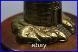 Vintage Brass Tone Lighthouse Light House Table Lamp Nautical 19