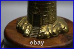 Vintage Brass Tone Lighthouse Light House Table Lamp Nautical 19