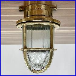 Vintage Brass Unique Patterned Globe Nautical Ceiling Light