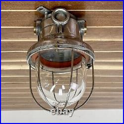 Vintage Caged Stainless Steel Ceiling Light