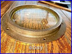 Vintage Cast Bronze Glass Lens Deadlight, Fixed Port Light 8 1/2 Od 6 ID