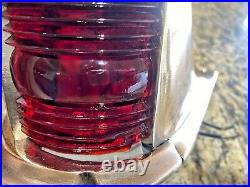 Vintage Cast Polished Bronze Bow Light Red/green Glass Lens 9 1/2 Long