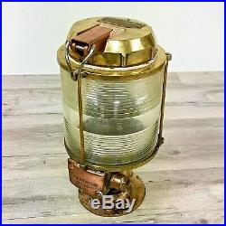Vintage Clear Lens Brass 12 Inch Tranberg Post Mounted Light Real Ship Salvage