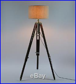 Vintage Collectible Spot Light Hollywood Floor Lamp Sheesham Wood Tripod Stand