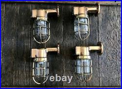 Vintage Copper And Brass Caged Nautical Light Industrial Caged Sconces With Cl