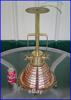 Vintage Copper And Brass Wiska Hanging Pendant Beehive Light