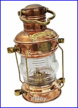 Vintage Copper & Brass Ship Anchor Light Lamp Lantern Nautical Marine Decor
