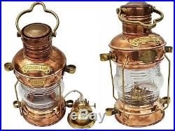 Vintage Copper & Brass Ship Anchor Light Lamp Lantern Nautical Marine Decor
