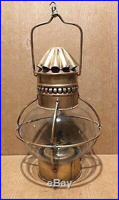 Vintage Copper & Brass Ship Boat Maritime Nautical Onion Oil Lamp Light Burner