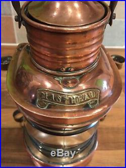 Vintage Copper & Brass Ships Masthead Lamp Light Maritime Maritime Nautical