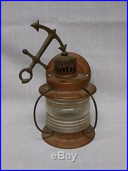 Vintage Copper Nautical Anchor Hanging Wall / Porch Jelly Jar Light Lamp