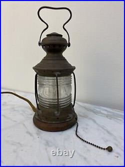 Vintage Copper Nautical Marine Boat Ship Lamp Lantern Light Mining
