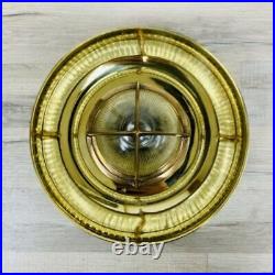 Vintage Covered Nautical Brass Ceiling Light With Ribbed Globe