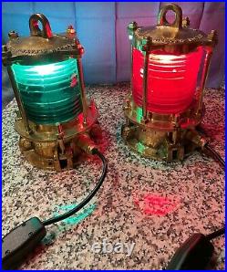 Vintage DOCK PILING LIGHTS BY NELSON ELECTRIC Co One Red & One Green Nautical