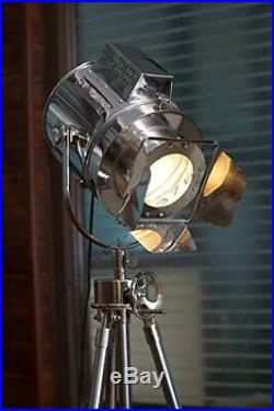 Vintage Designs Light Adjustable Theater Searchlight Tripod Floor Lamp Chrome