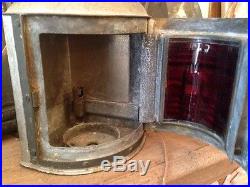 Vintage Electric Red Fresnel Glass Navy Navigational Lantern Perko De-Light