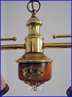 Vintage French Louisane Nautical Double Billiard Light Brass Wood & Glass 897