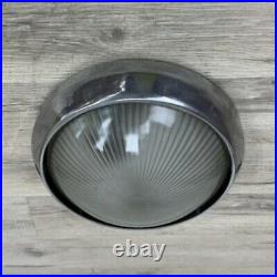 Vintage Frosted Ribbed Aluminum Ceiling Light