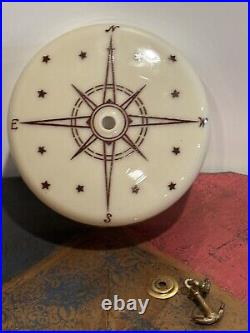 Vintage Glass Ceiling Light Shade Globe Cover Nautical Compass Sailboat Anchor