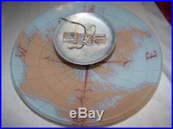 Vintage Glass Nautical World Map Compass Ceiling Light WithRare Ship Wheel Finial