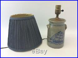 Vintage Green Bay Pottery Greenland NM Stoneware Nautical Ship Table Lamp Light