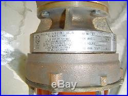 Vintage Heavy Brass Amber Lens Nautical Ship Post Light
