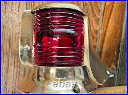 Vintage Heavy Cast Bronze Bow Light Red/green Lens New Socket/led 7 Long
